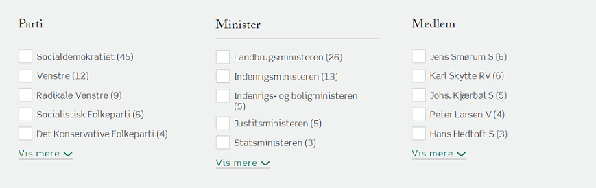 Filteringsmuligheder
