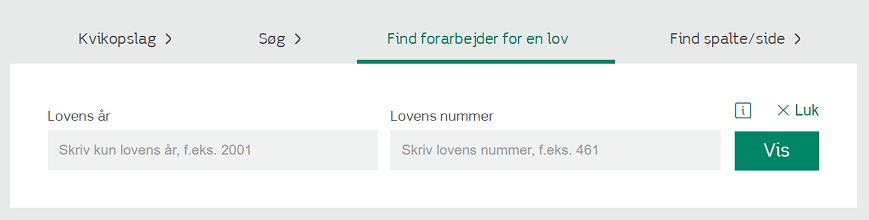 Find forarbejder for en lov